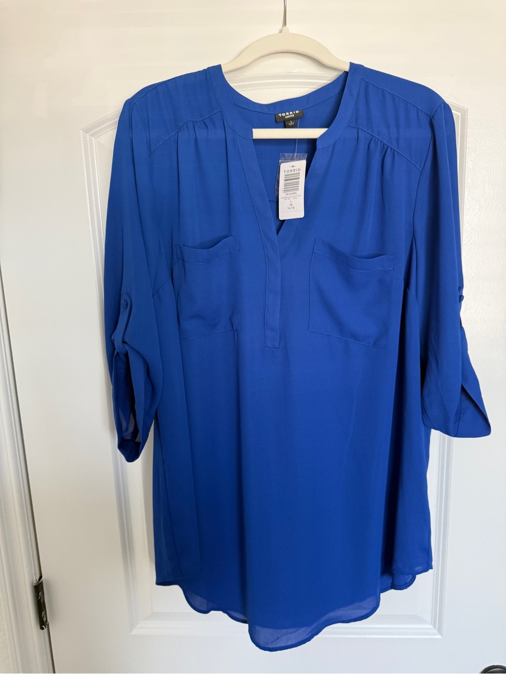 Torrid cobalt blue split V-neck tunic